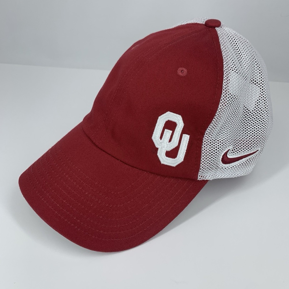 OU Hat Oklahoma Sooners Nike Heritage86 Strapback OSFM White Mesh Baseball Cap
